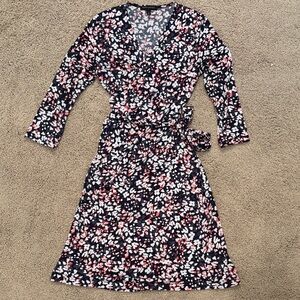 Banana Republic Long Sleeve Floral Dress - Navy and Pink